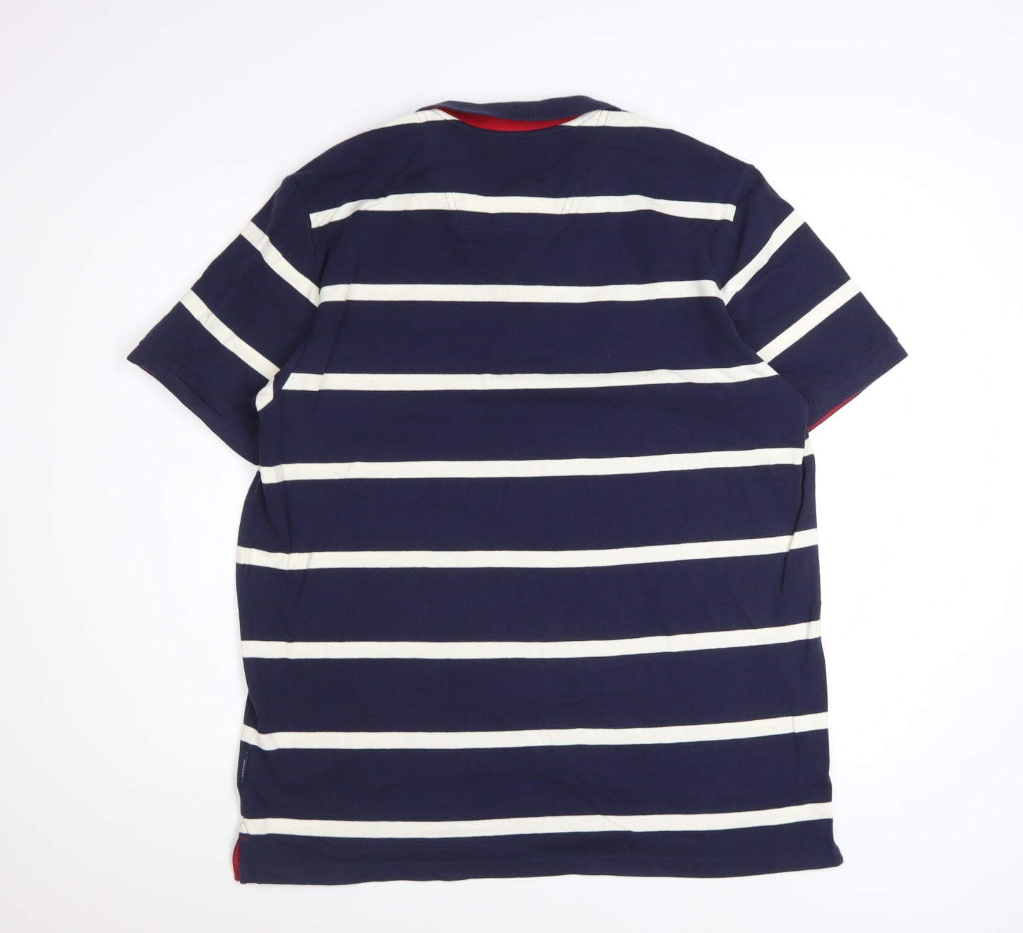 Joules Men's Blue White Striped Cotton Polo Shirt Size L