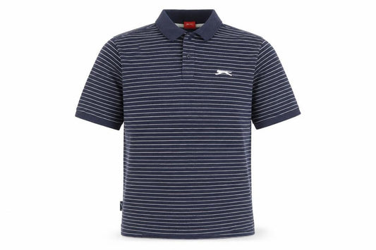 Slazenger Men’s Blue Striped Polo Shirt Size M Cotton Casual