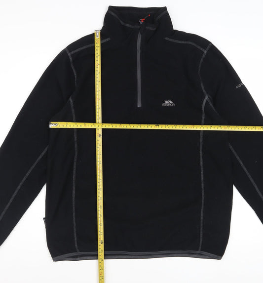 Trespass Men’s Black Fleece 1/4 Zip Pullover Sweatshirt Size S