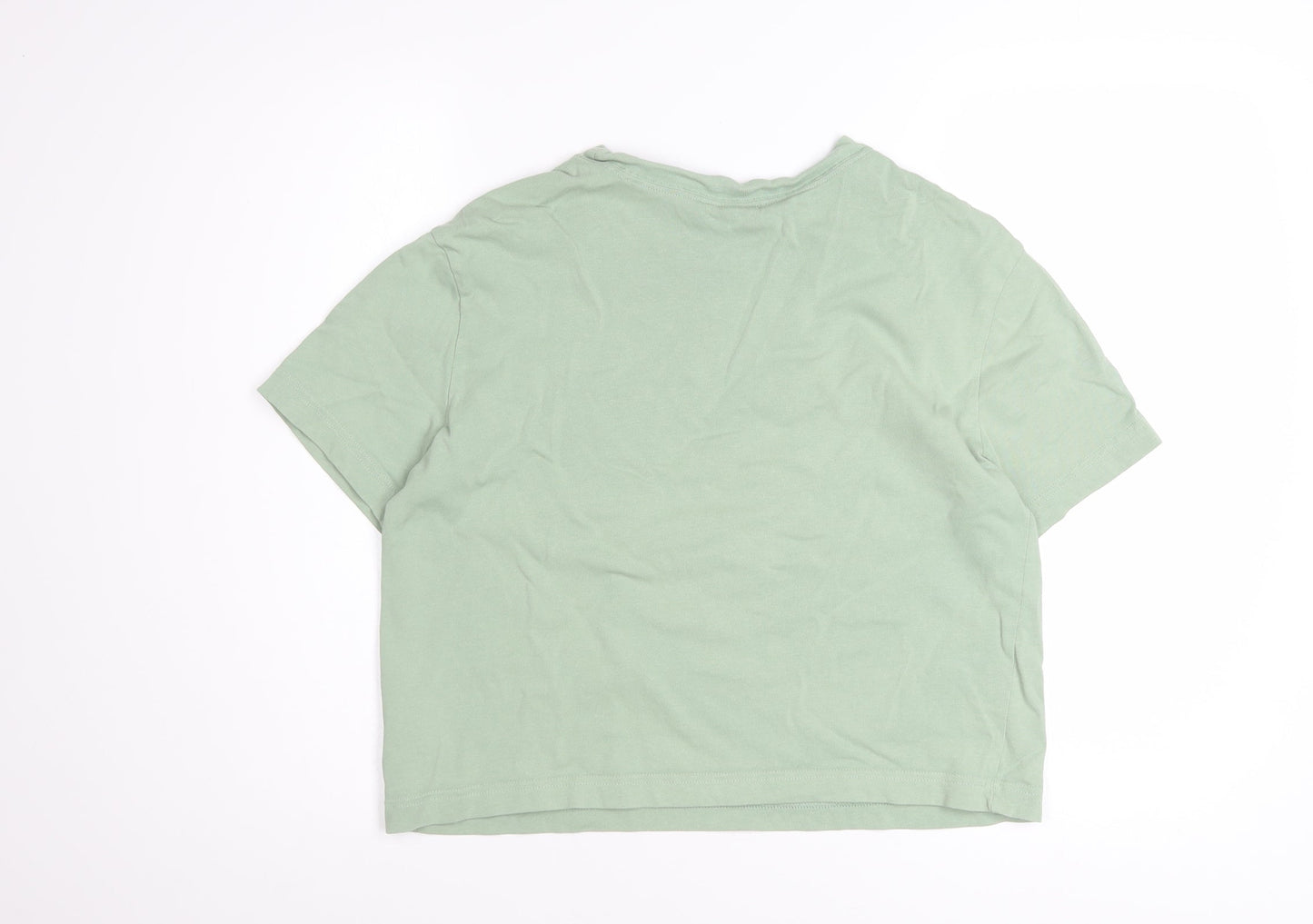 Nike Womens Green Cropped Cotton T-Shirt Size S Casual Sportswear