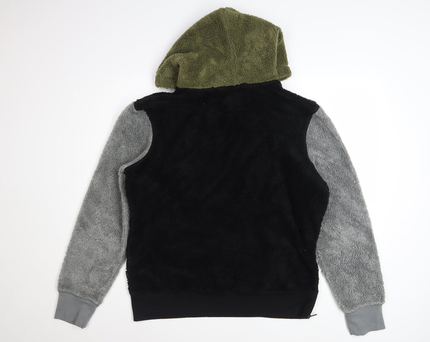 American Eagle Men's Black Grey Green Fleece Pullover Hoodie M