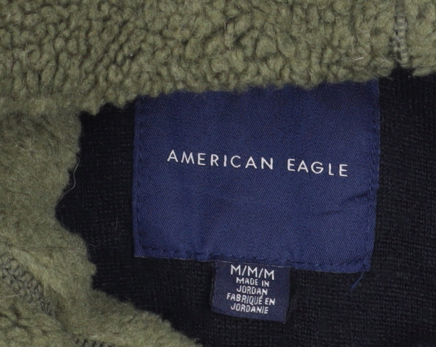 American Eagle Men's Black Grey Green Fleece Pullover Hoodie M