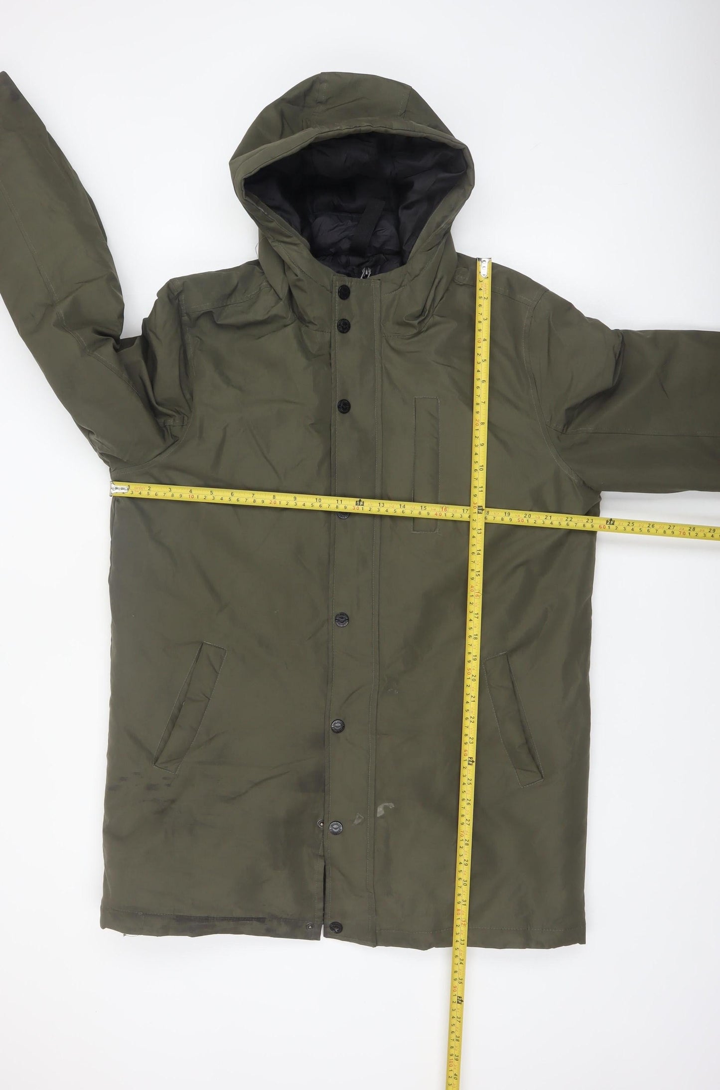 Threadbare Men's Green Parka Coat L Hooded Winter Jacket