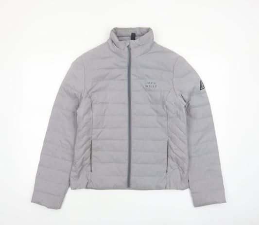 Jack Wills Womens Grey Puffer Jacket Size 12 Regular Fit