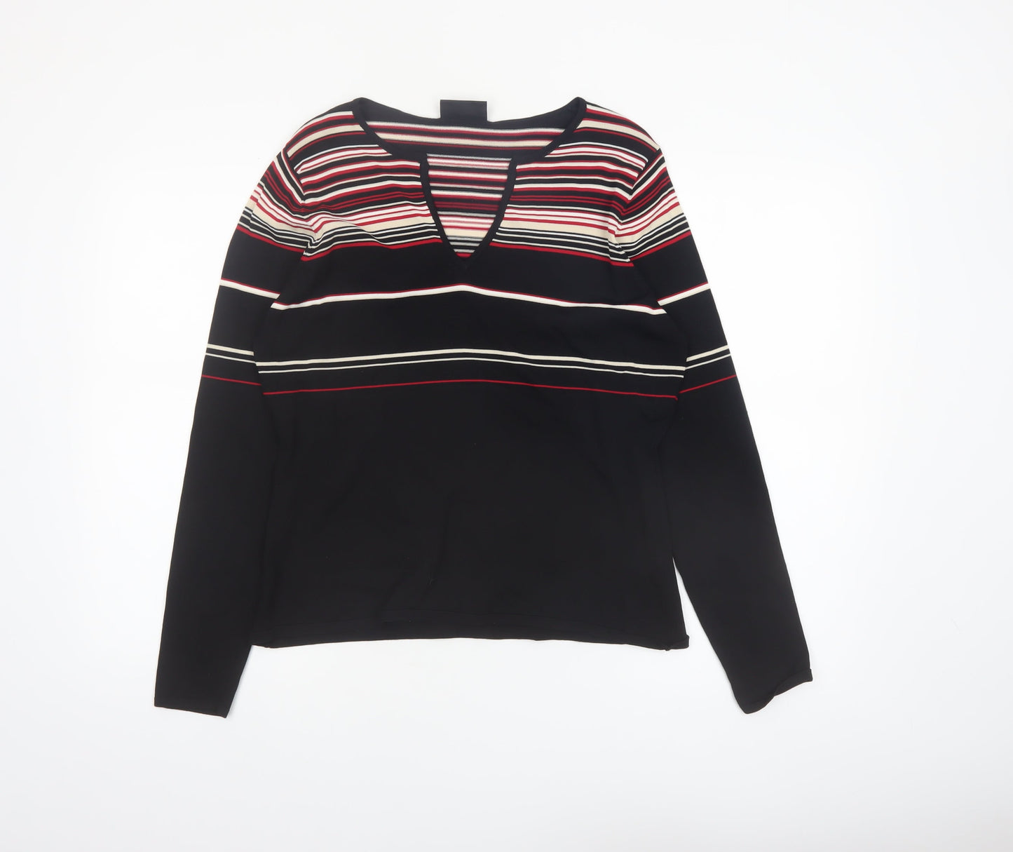 Principles Womens Multicoloured Striped V-Neck Long Sleeve Jumper Size 18