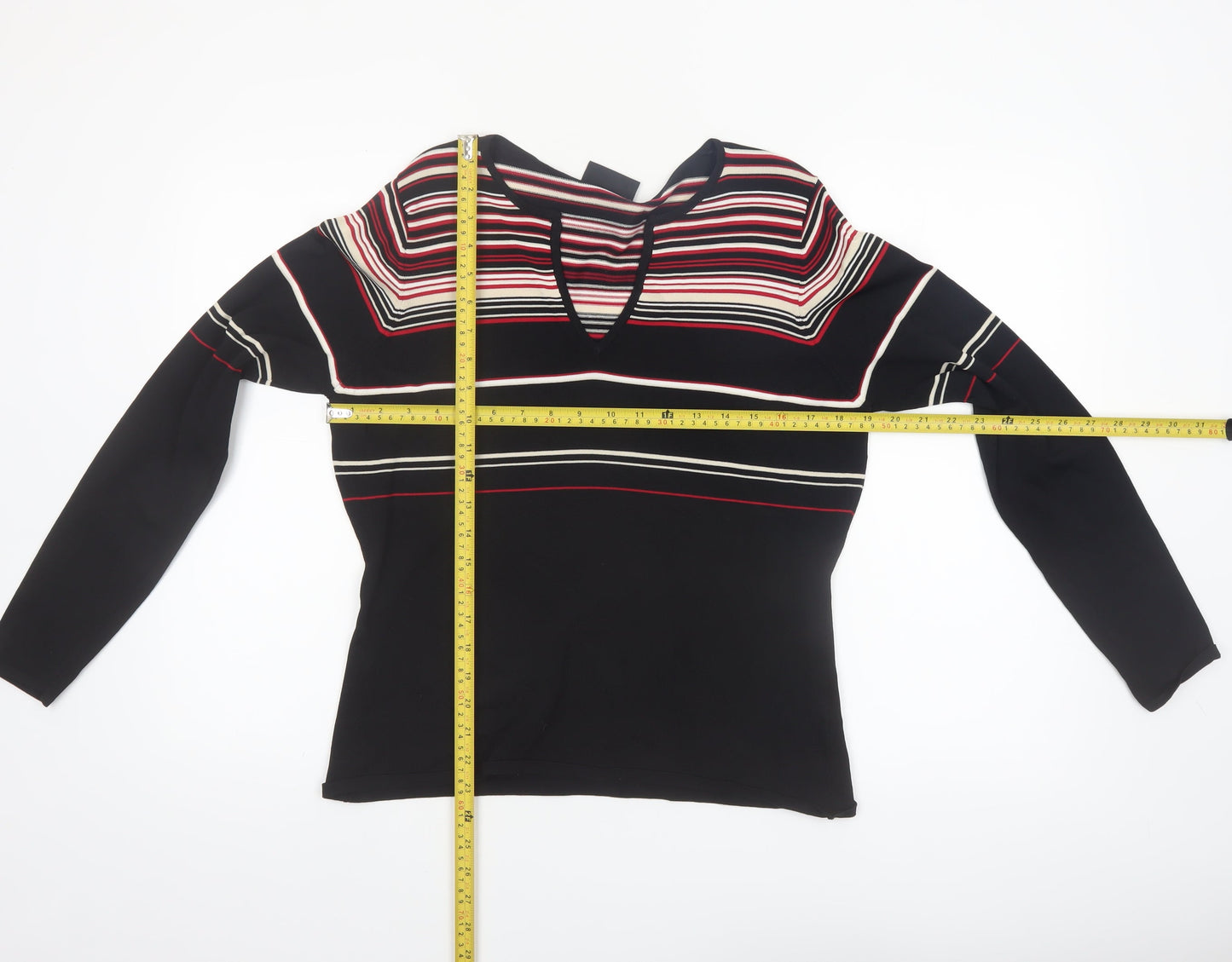 Principles Womens Multicoloured Striped V-Neck Long Sleeve Jumper Size 18
