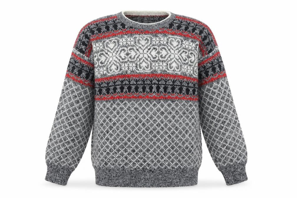 Deeko Men's Grey Fair Isle Acrylic Pullover Jumper M Vintage Knitwear