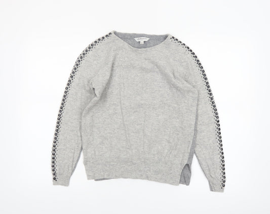 L.K. Bennett Women’s Grey Wool Cashmere Studded Pullover Jumper S