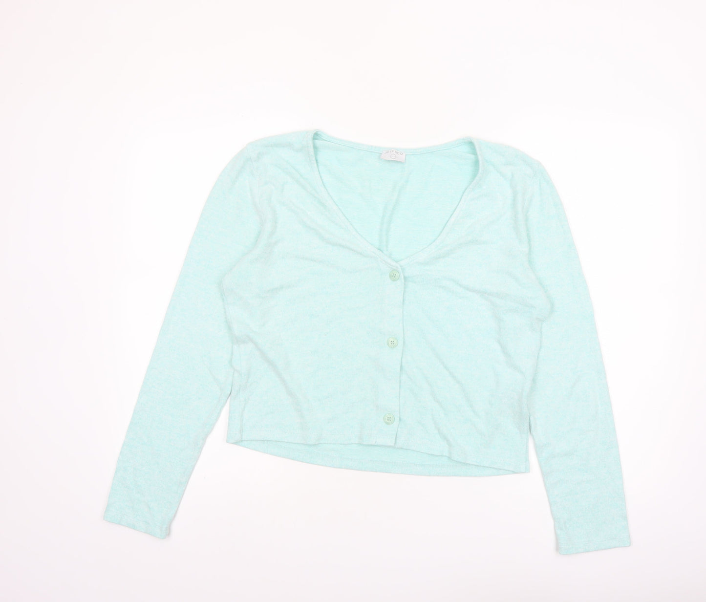Jeff&Co Women’s Green V-Neck Button Cardigan Size 14