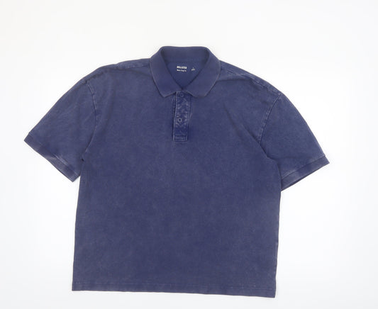 Hollister Men’s Blue Boxy Crop Fit Polo Shirt Size L