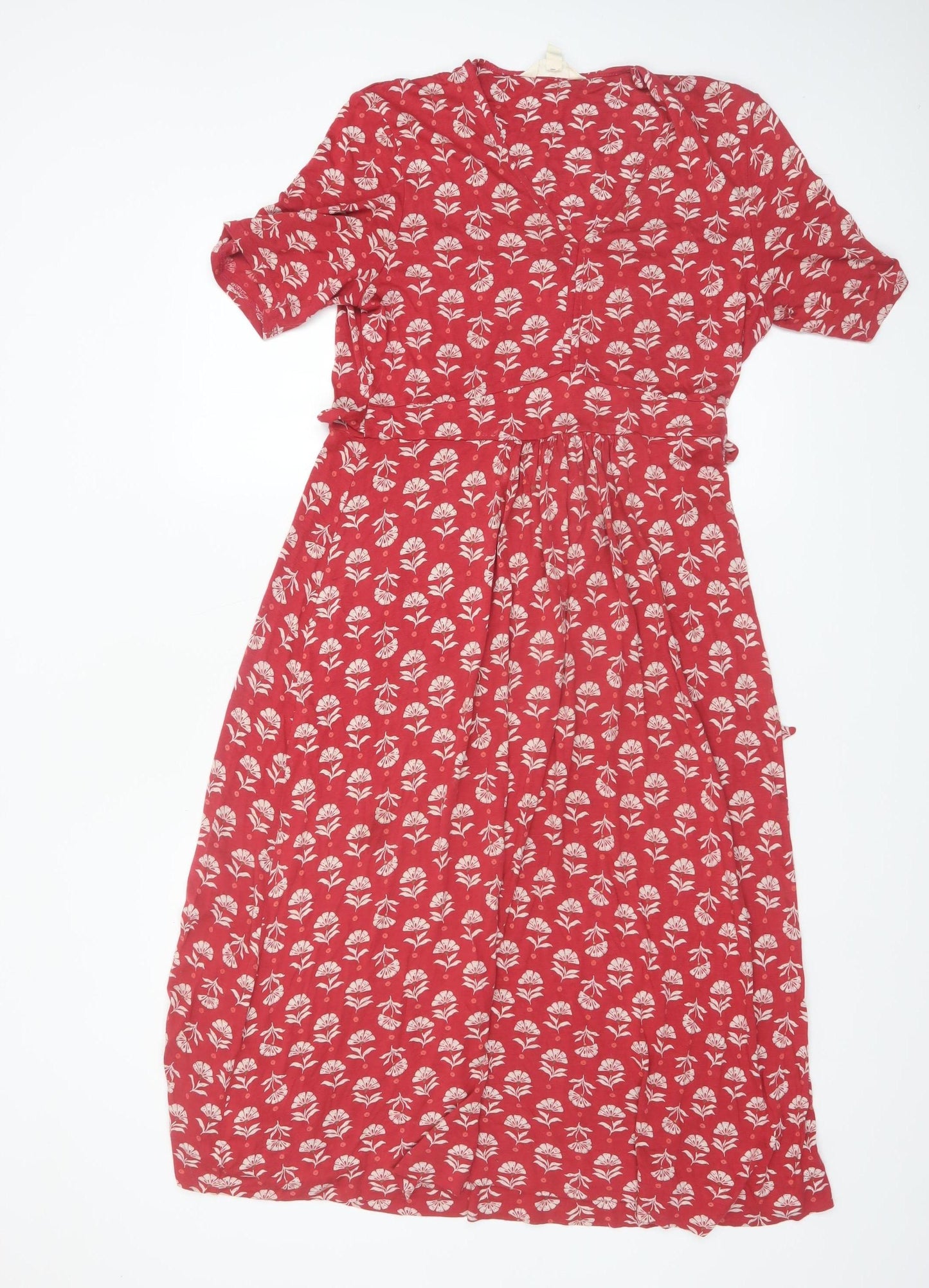 Seasalt Cornwall Women’s Red Floral Fit & Flare Midi Dress UK 10