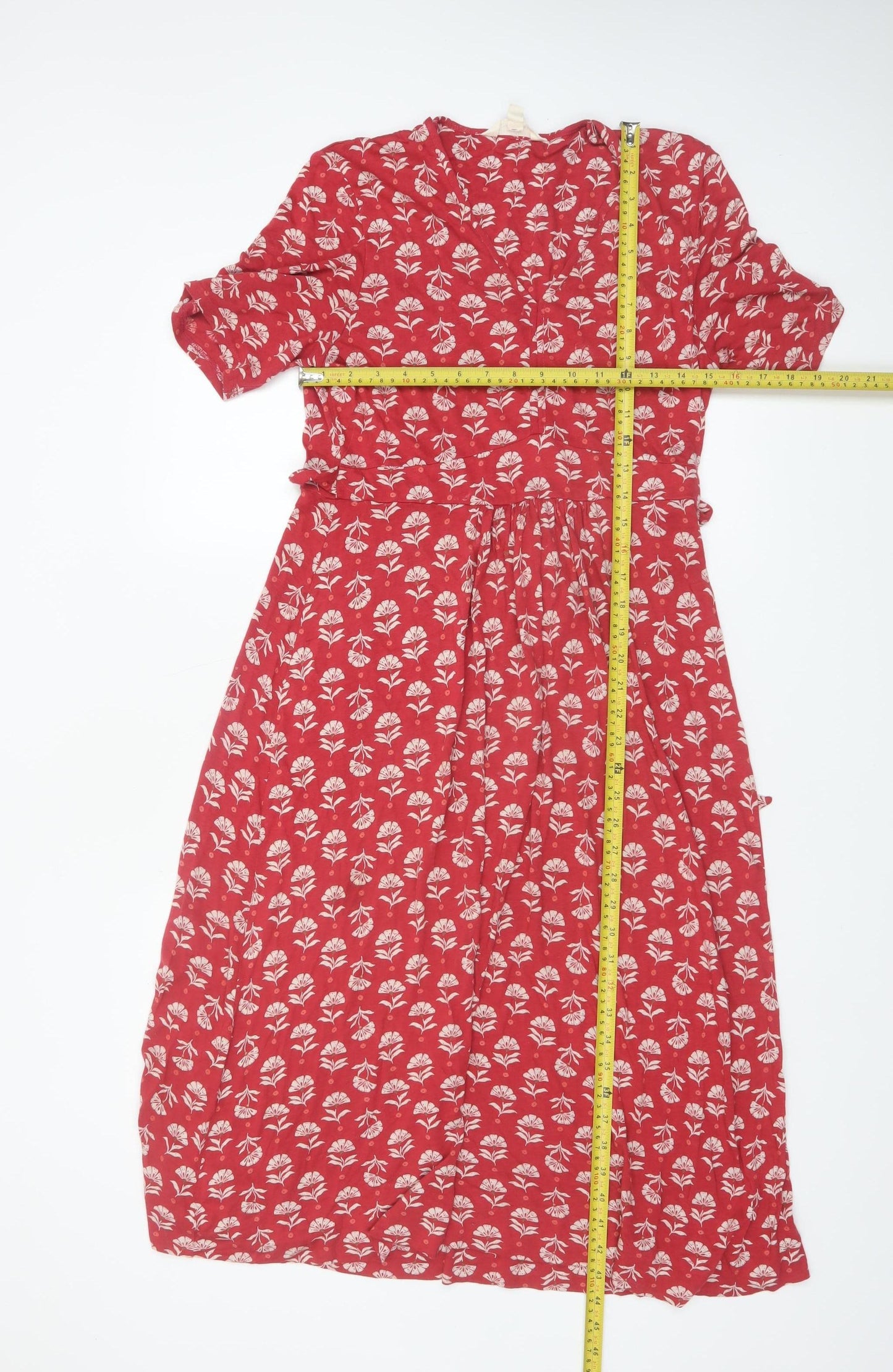 Seasalt Cornwall Women’s Red Floral Fit & Flare Midi Dress UK 10