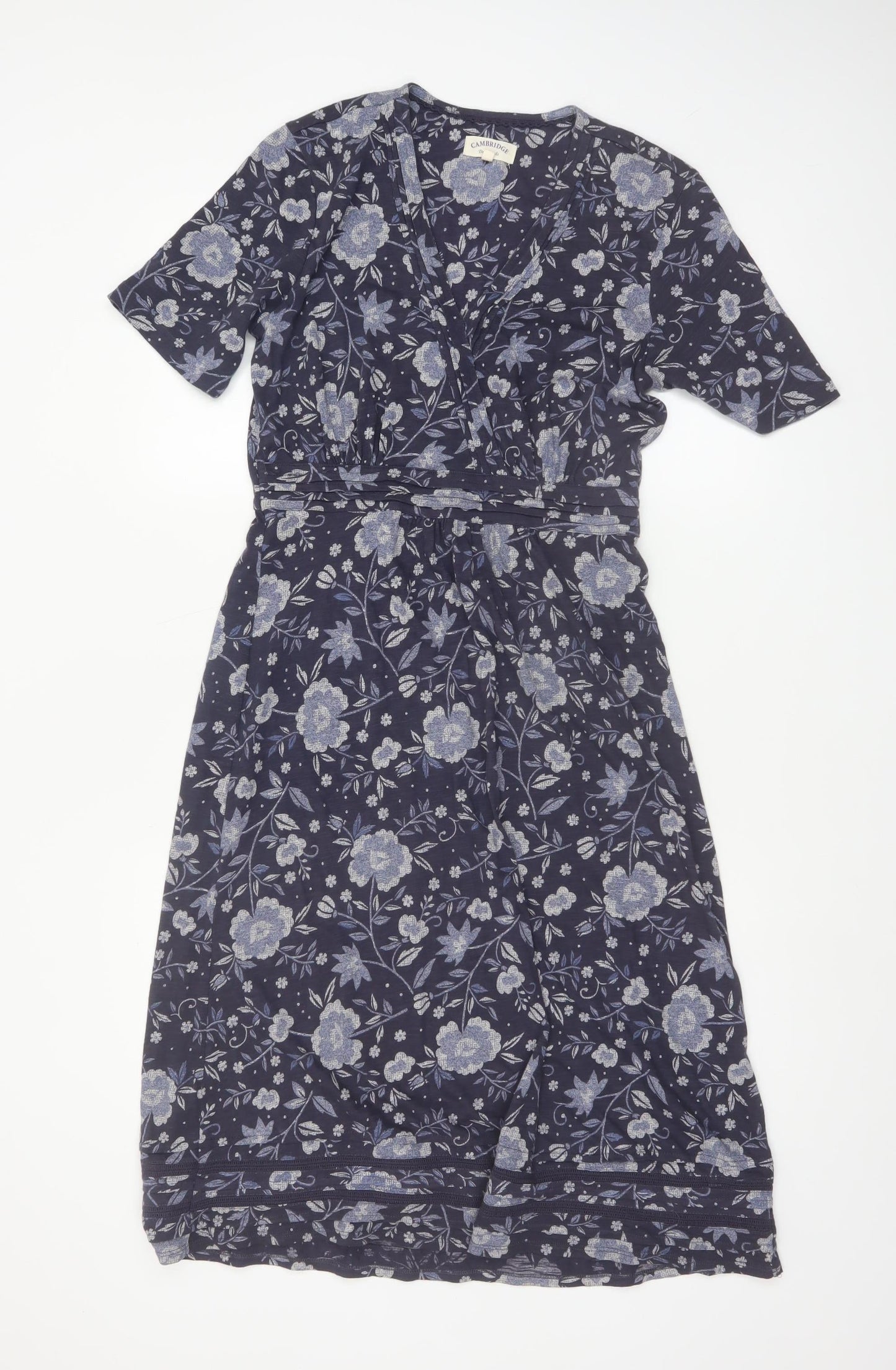 Cambridge Dry Goods Womens Blue Floral Wrap Dress UK 10 Cotton