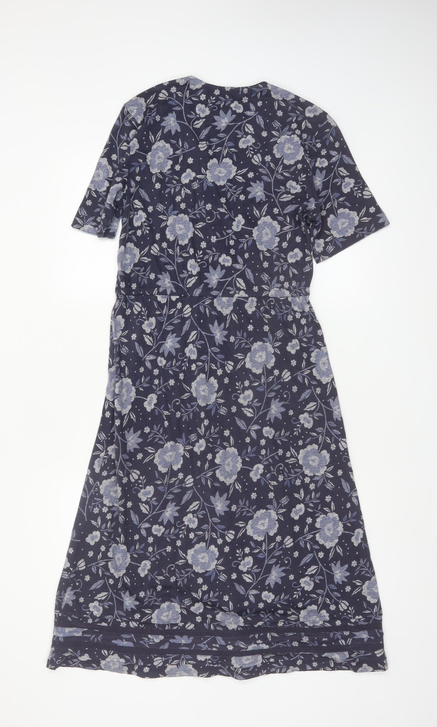 Cambridge Dry Goods Womens Blue Floral Wrap Dress UK 10 Cotton