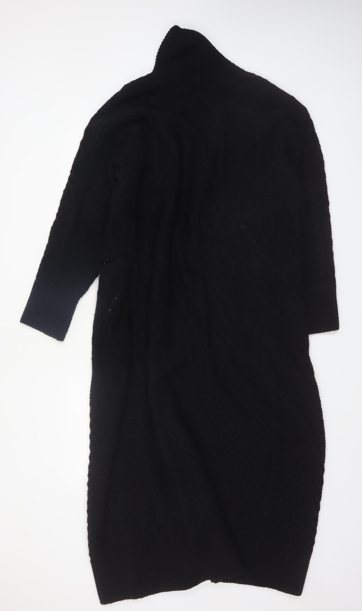 River Island Women Black Cable-Knit Cardigan M Long Sleeve