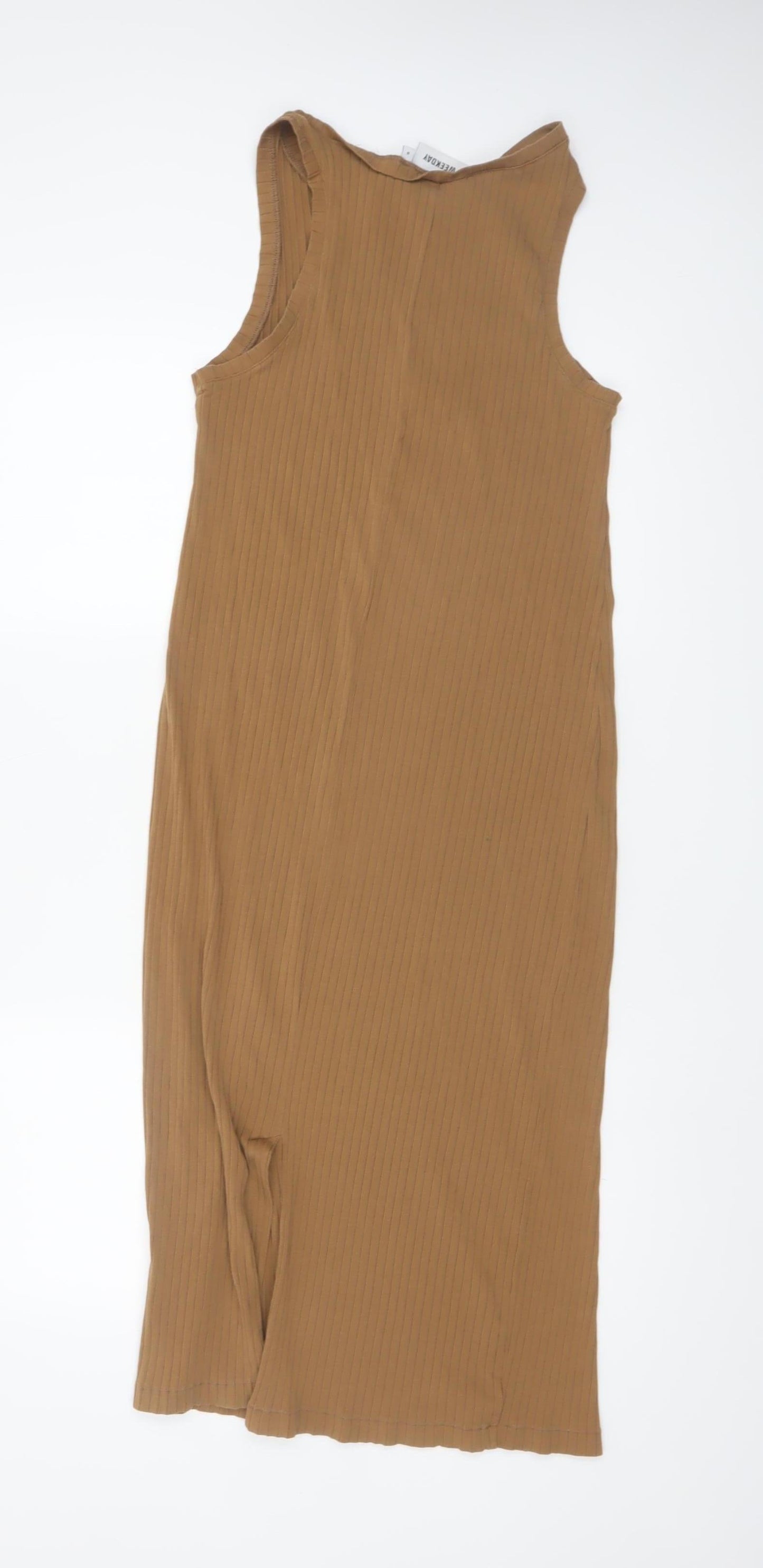 Weekday Women's Brown Midi Ribbed Tank Dress Size M