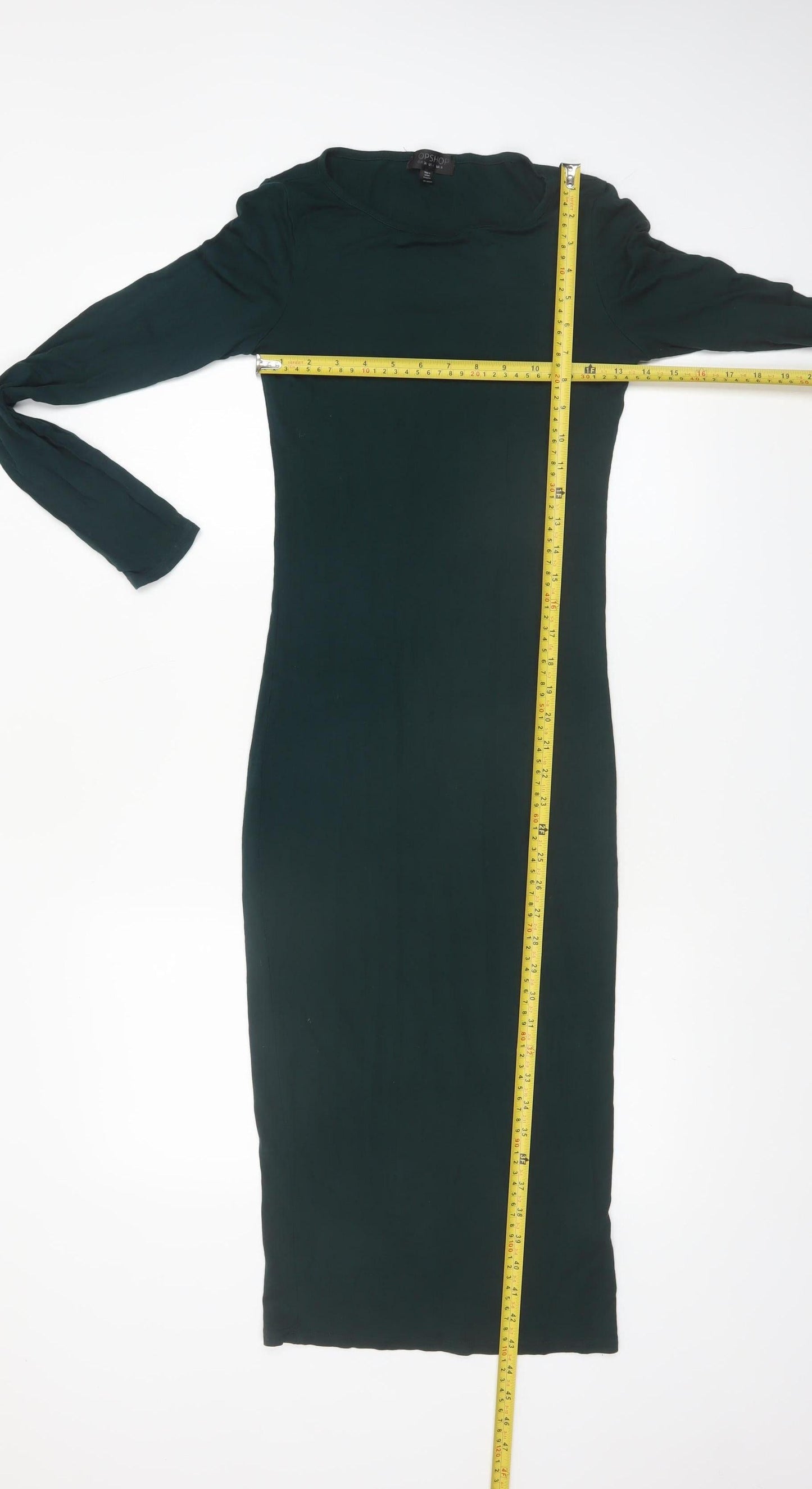 Topshop Women Green Size 8 Bodycon Midi Long Sleeve Dress