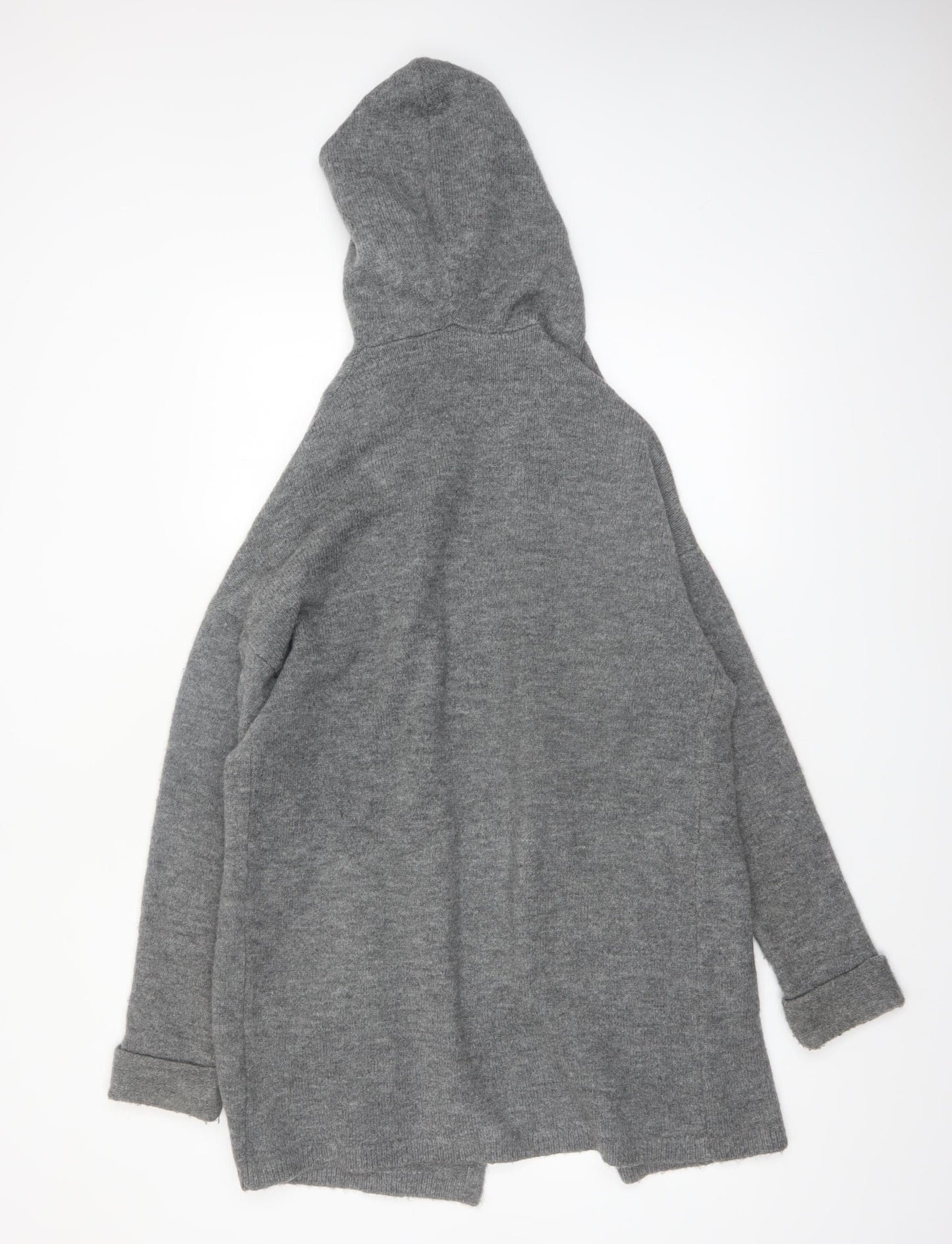 Betty & Co Women’s Grey Long Hooded Cardigan Size L Knit Acrylic