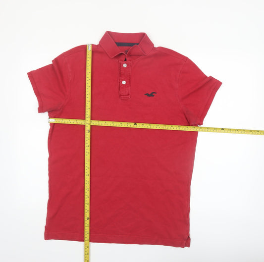 Hollister Men's Red Slim Fit Stretch Polo Shirt Size L