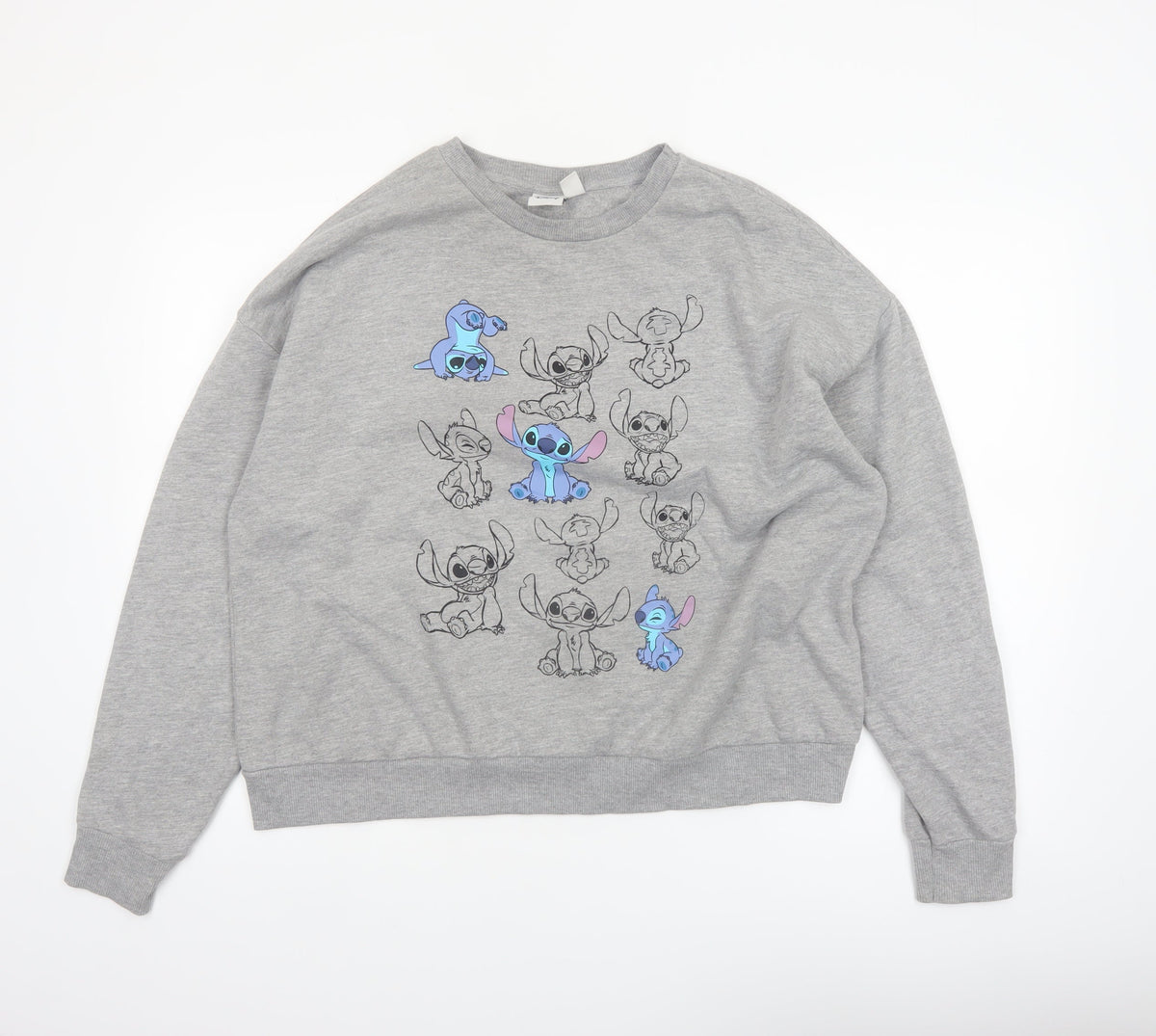 Disney Women Grey Lilo & Stitch Graphic Sweatshirt Size L