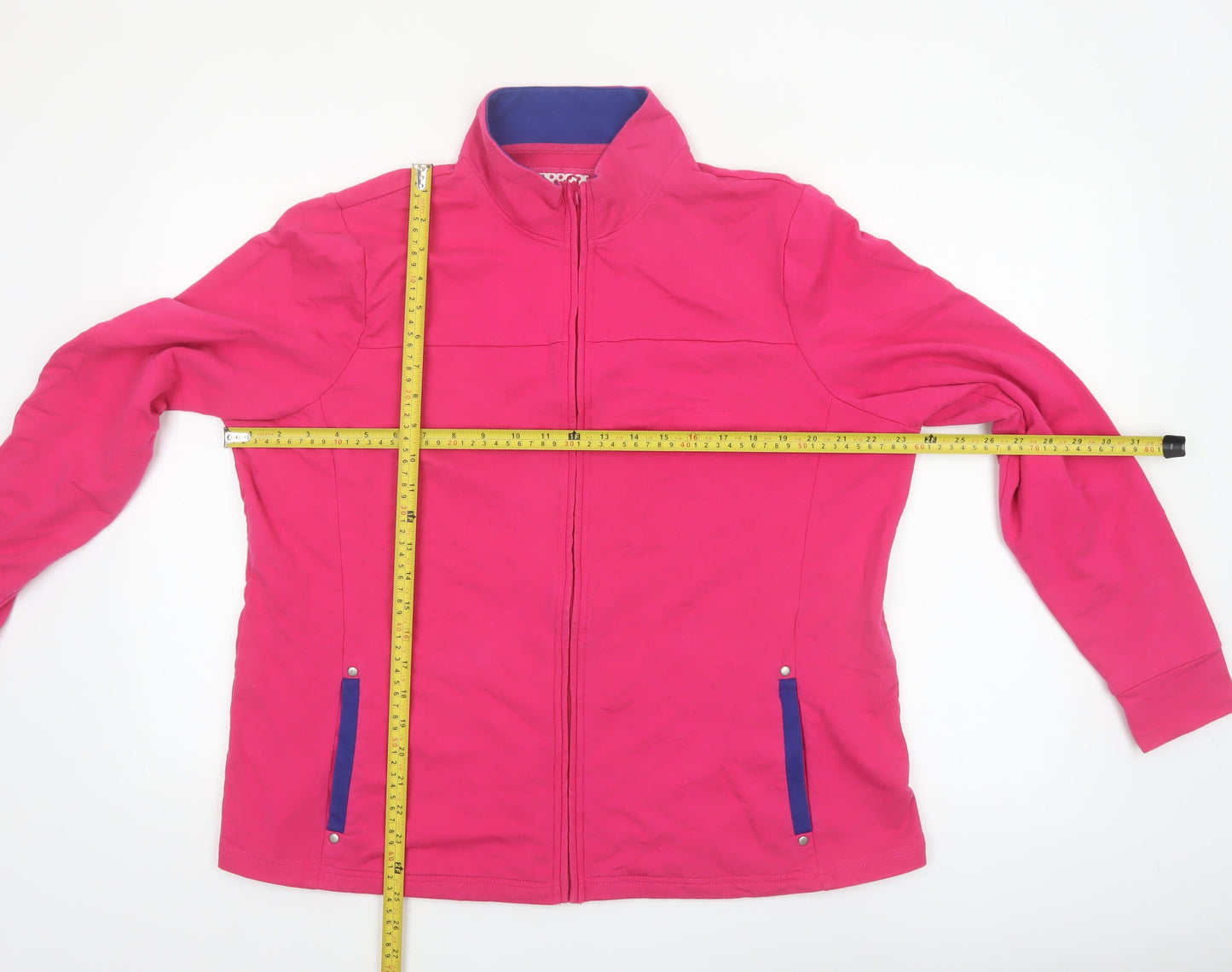 Casual Collection Women Pink Cotton Blend Zip Jacket UK 20