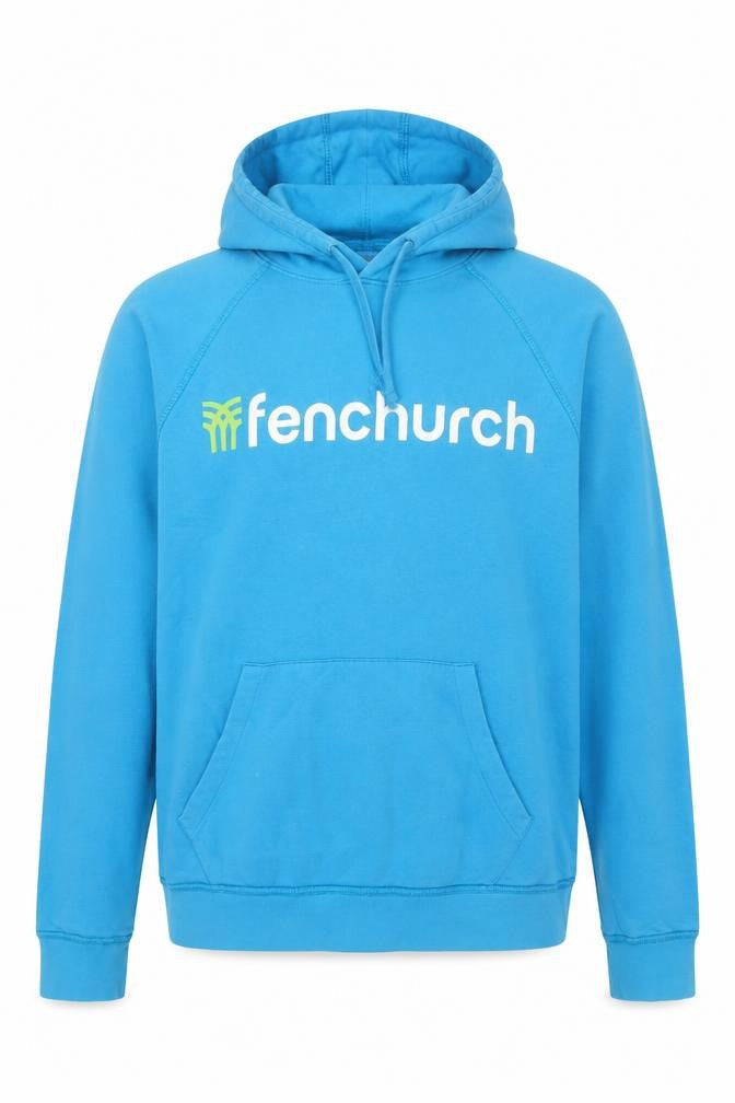 Fenchurch Men’s Blue Pullover Hoodie L Logo Cotton Sweatshirt