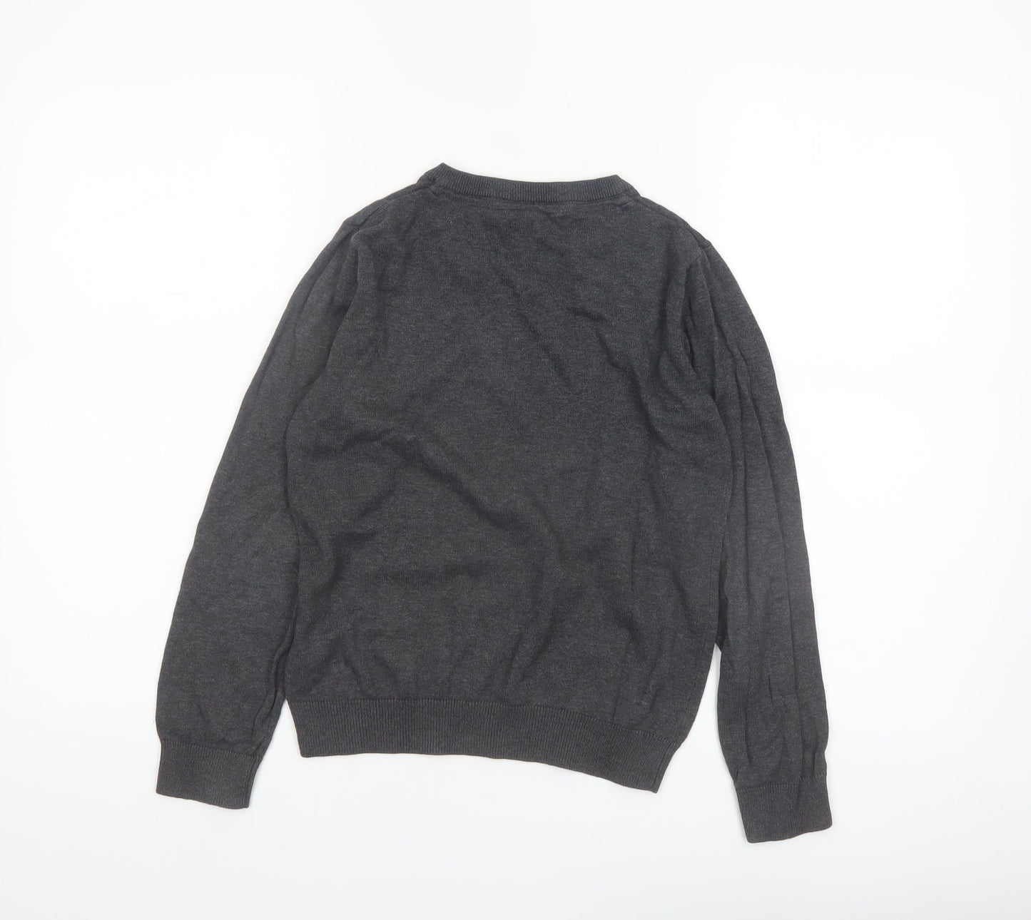 Marks and Spencer Boys Charcoal V-Neck Cotton Jumper 11-12 Years