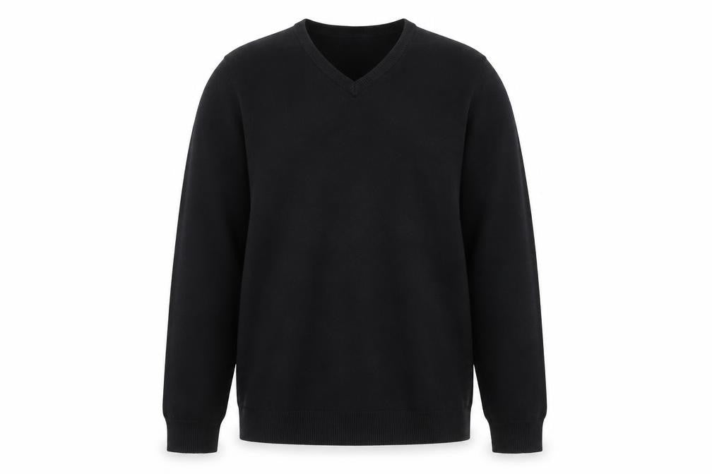 Marks and Spencer Boys Black V-Neck Cotton Jumper 17-18 Years Classic Fit