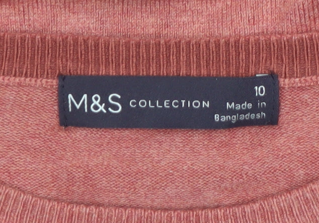Marks and Spencer Women’s Pink Crew Neck Viscose Blend Jumper Size 10