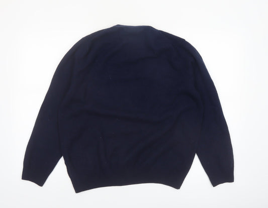 Marks and Spencer Men's Blue XL Wool Crew Neck Jumper