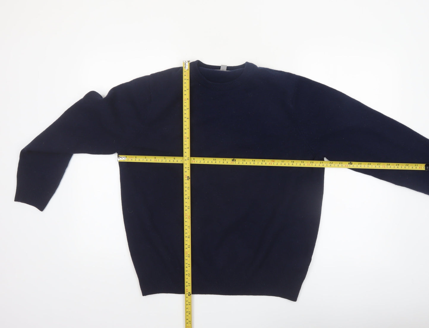 Marks and Spencer Men's Blue XL Wool Crew Neck Jumper