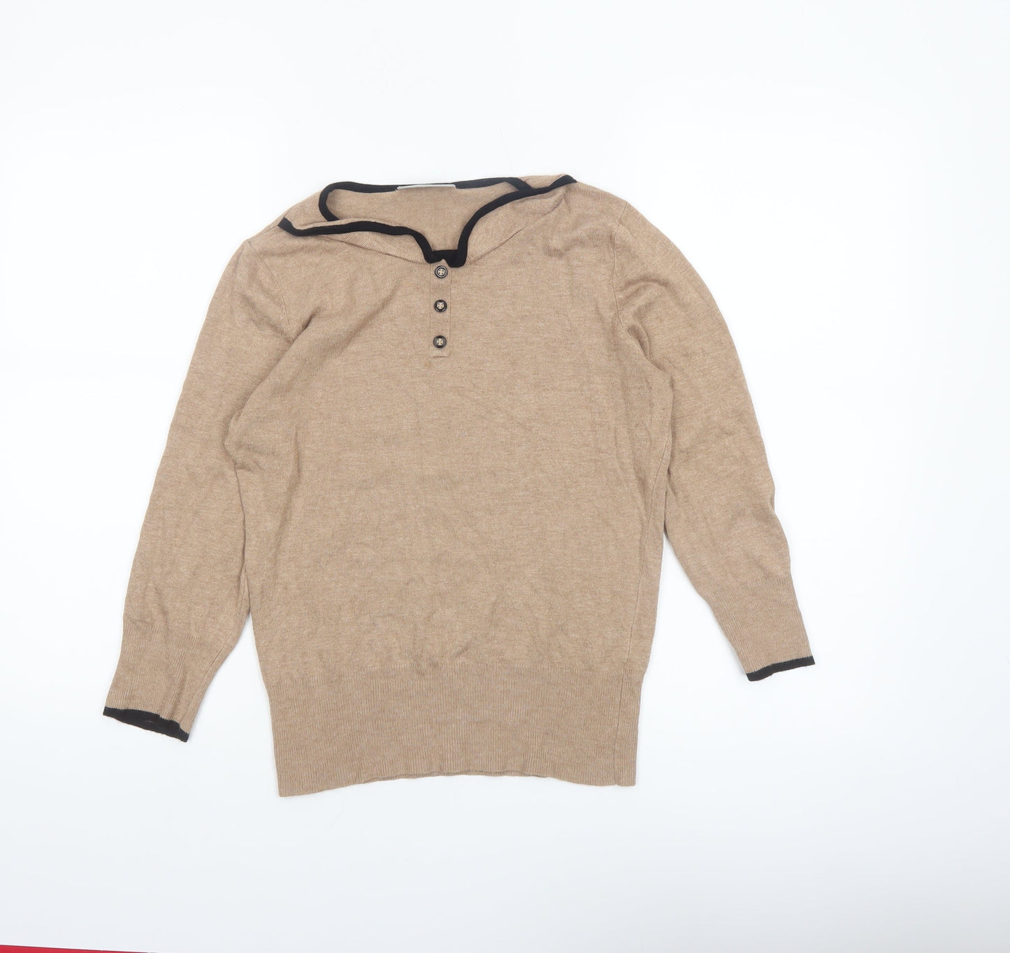Wallis Women’s Beige Wool Blend Henley Jumper Size 10
