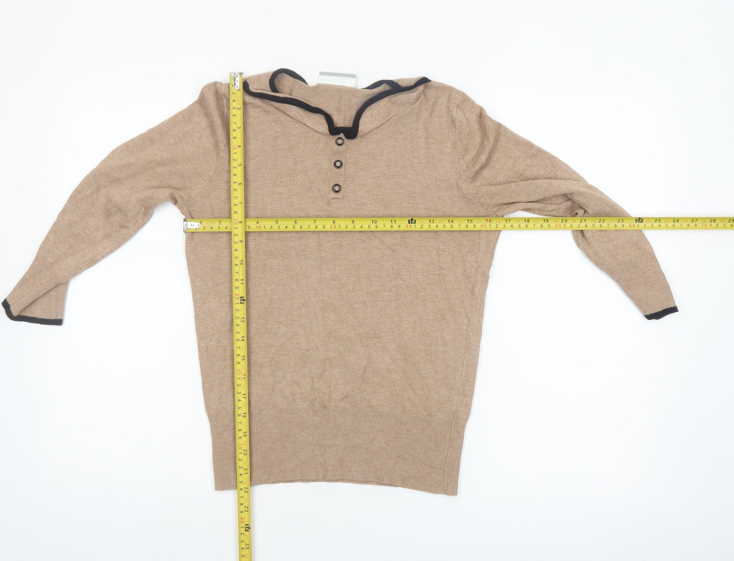 Wallis Women’s Beige Wool Blend Henley Jumper Size 10