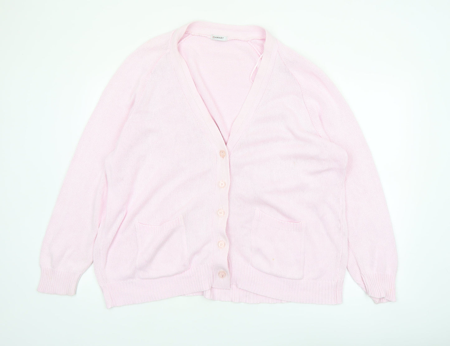 Damart Women’s Pink Cotton V-Neck Cardigan XL
