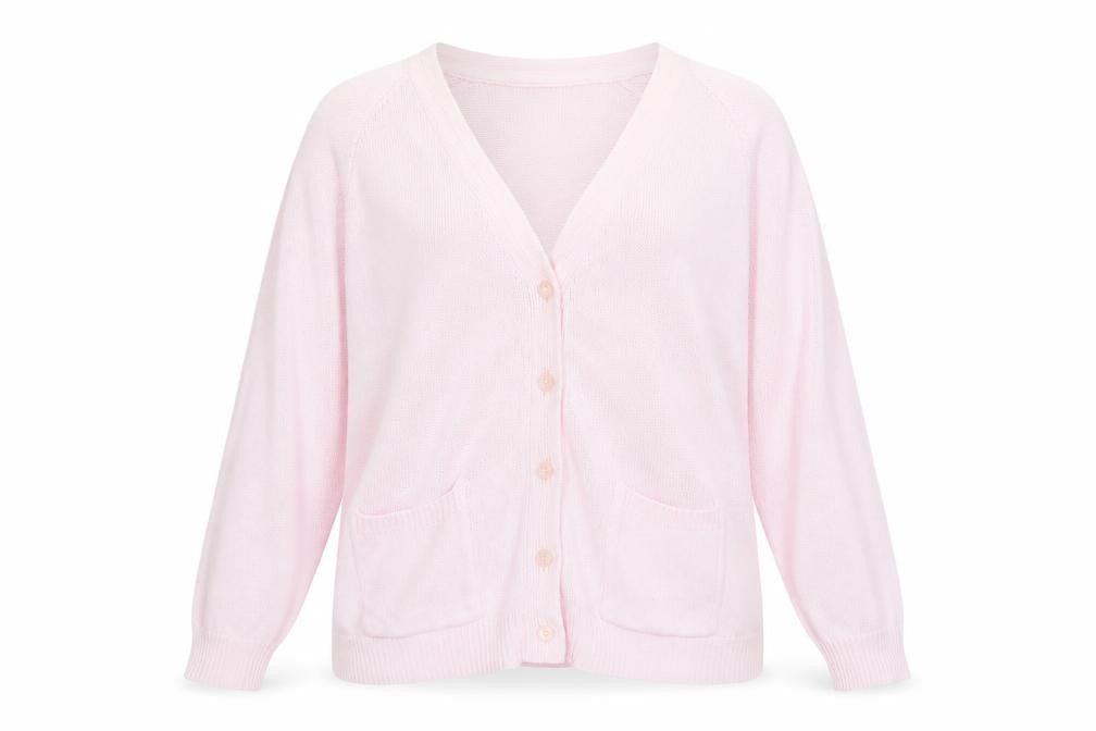 Damart Women’s Pink Cotton V-Neck Cardigan XL