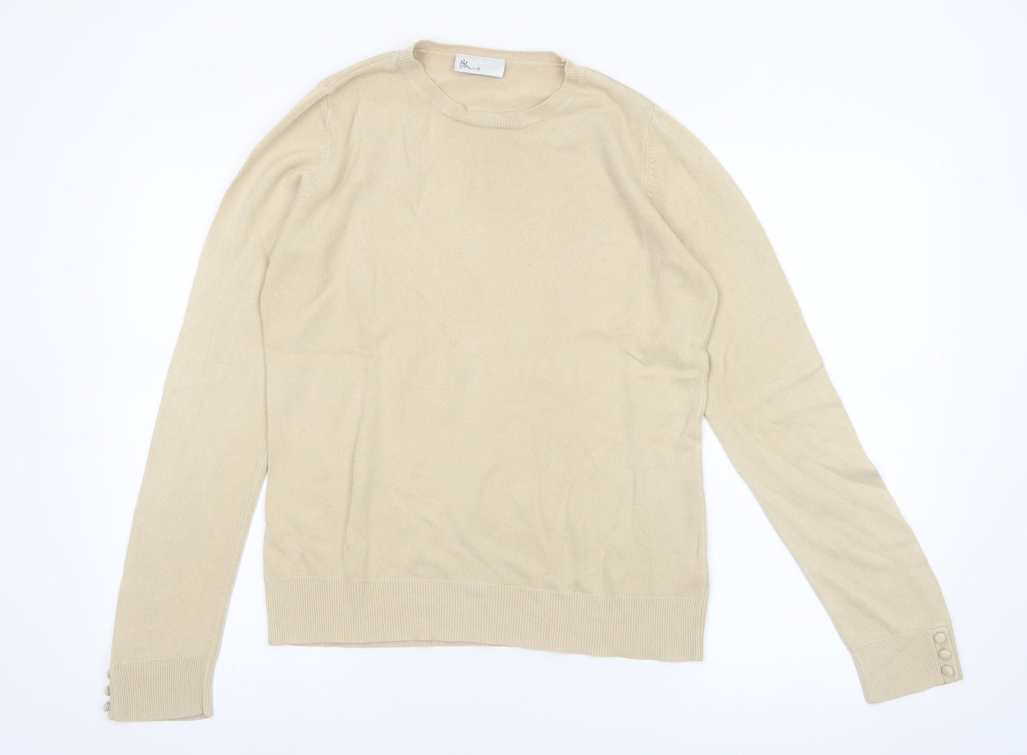 BH Women Beige Size 14 Crew Neck Long Sleeve Pullover Jumper