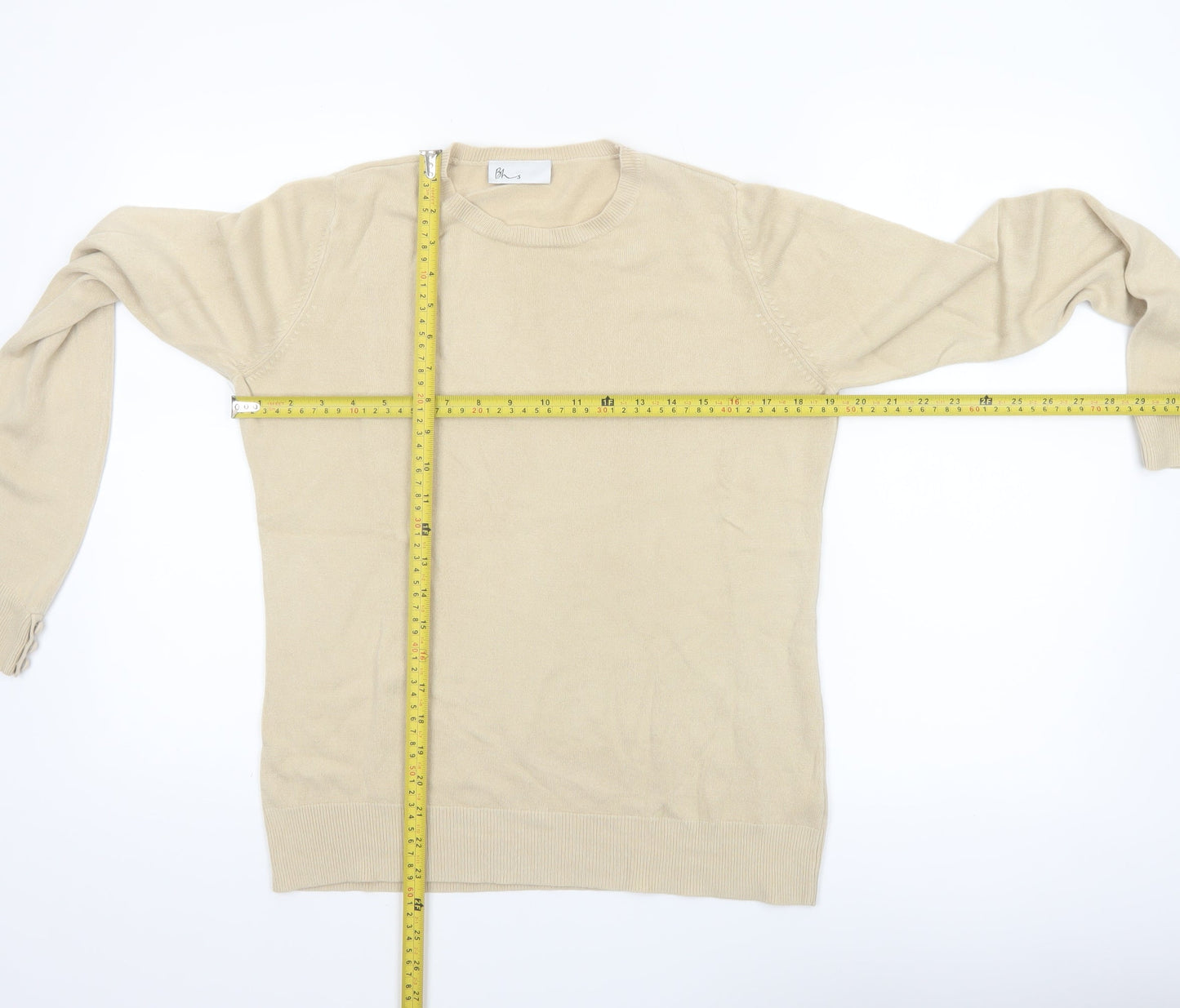 BH Women Beige Size 14 Crew Neck Long Sleeve Pullover Jumper