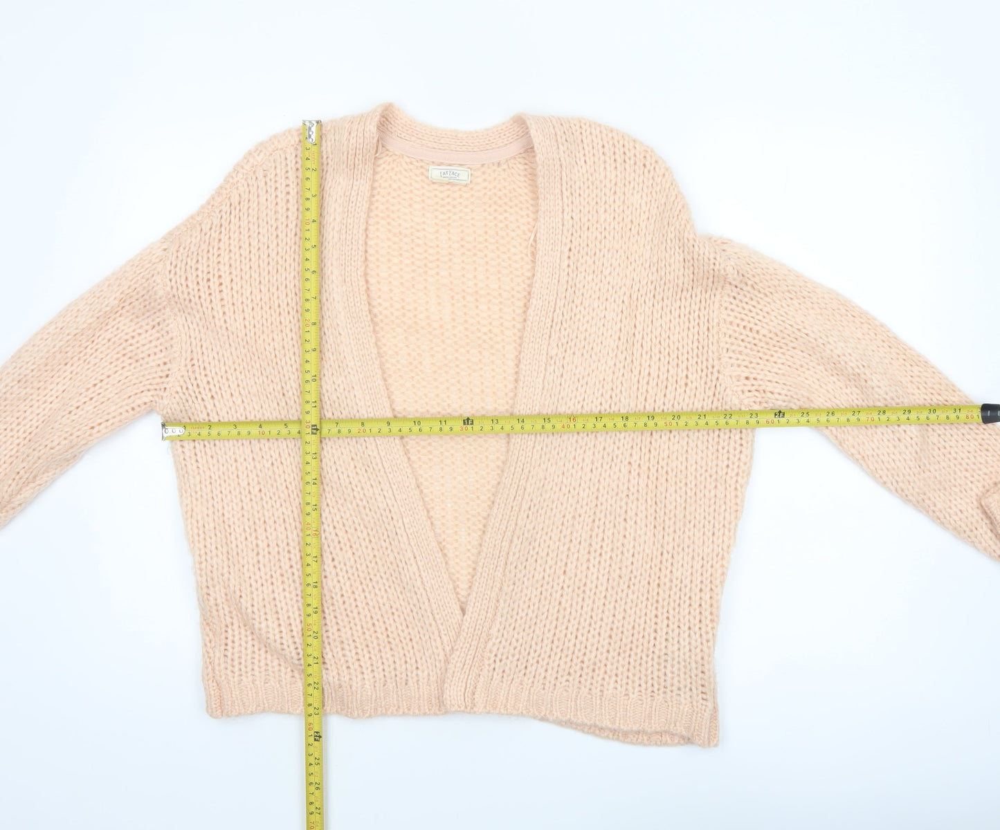 Fat Face Women Beige Chunky Knit Cardigan M Acrylic Wool Alpaca