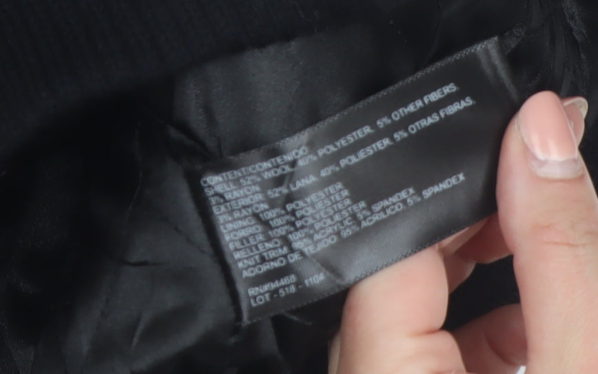 Claiborne Men's Black Wool Blend Bomber Jacket Size S