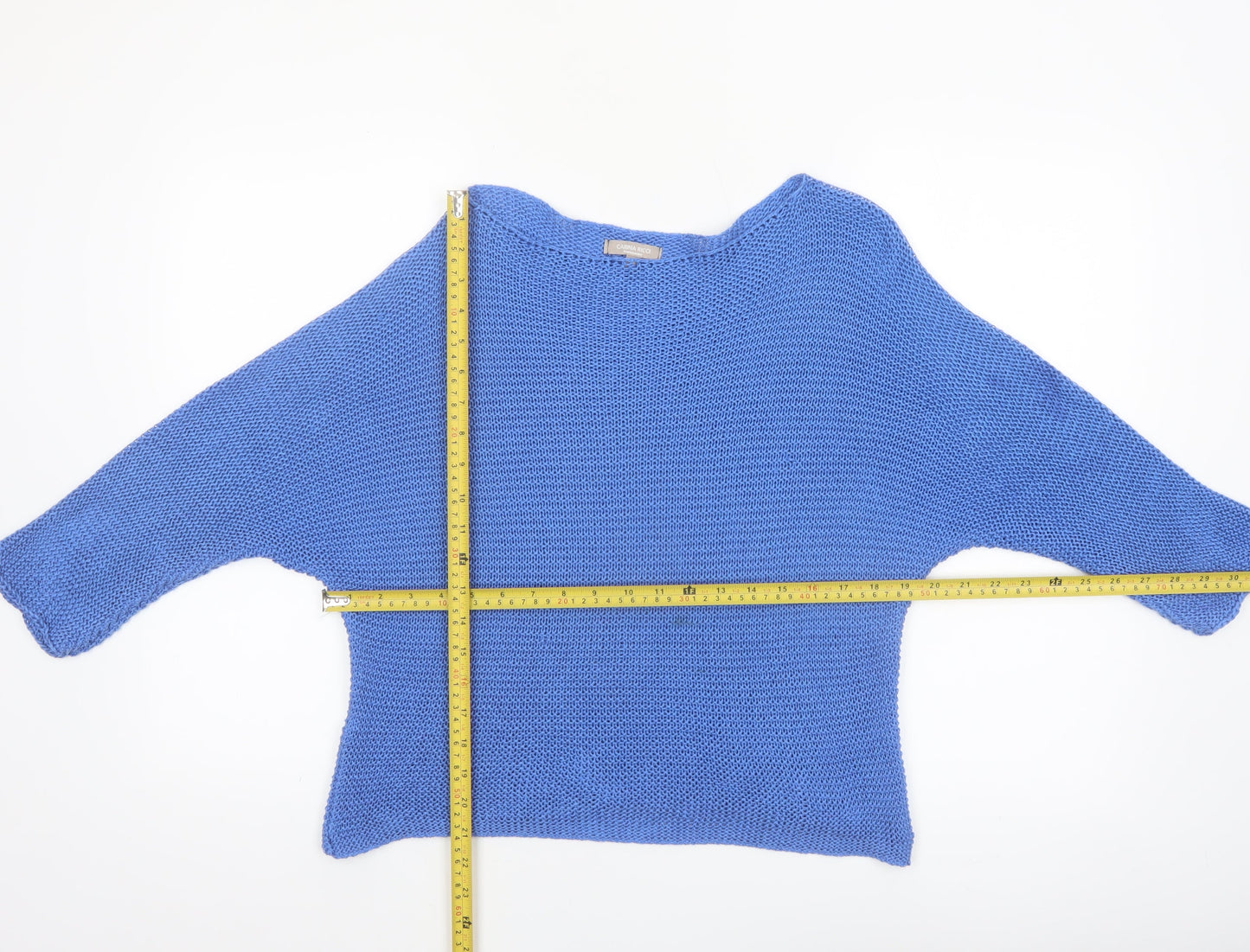 Carina Ricci Women's Blue Knit Boat Neck Pullover Jumper Size M