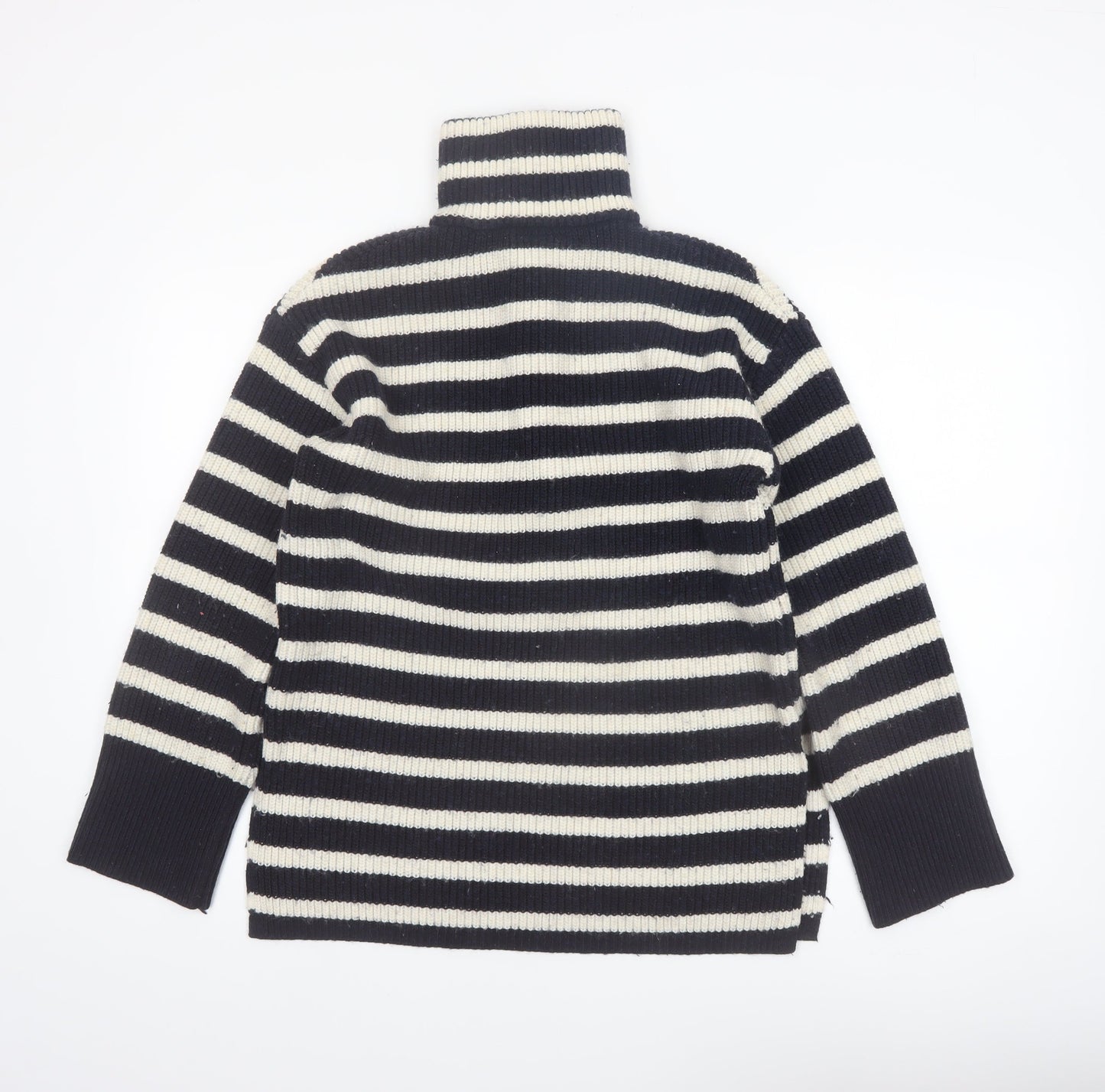 Monki Women’s Black & White Striped 1/2 Zip High Neck Jumper XXS