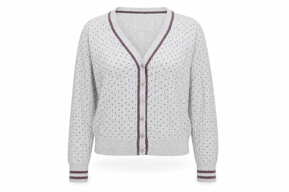 Angel Women’s Grey Polka Dot V-Neck Button Cardigan Size L
