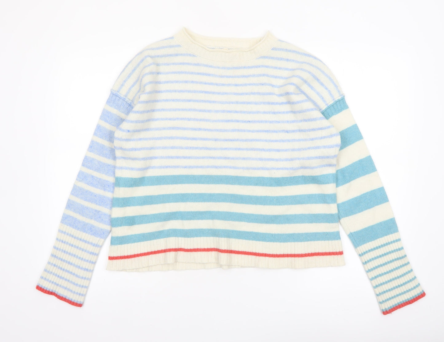 White Stuff Women's Multicoloured Striped Wool Blend Jumper UK 14