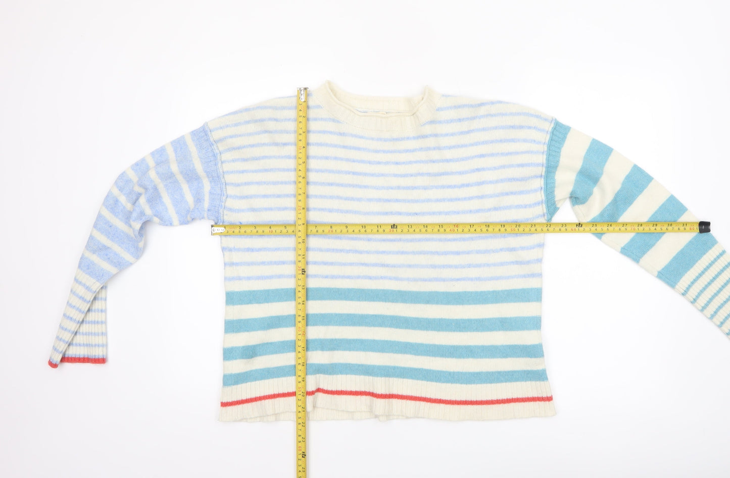 White Stuff Women's Multicoloured Striped Wool Blend Jumper UK 14