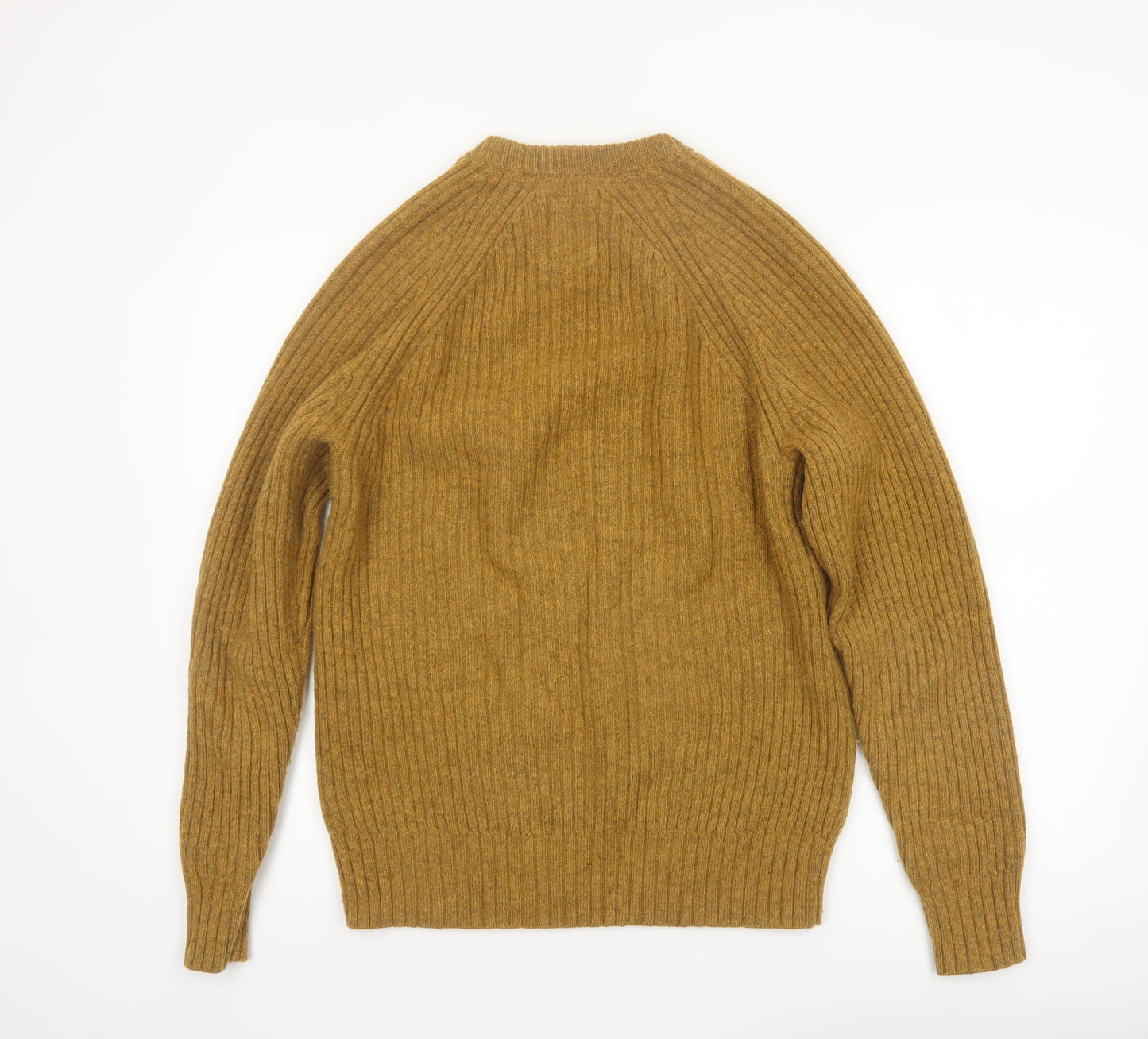 Aubin Men’s Brown Wool Blend Ribbed Crew Neck Jumper Size S
