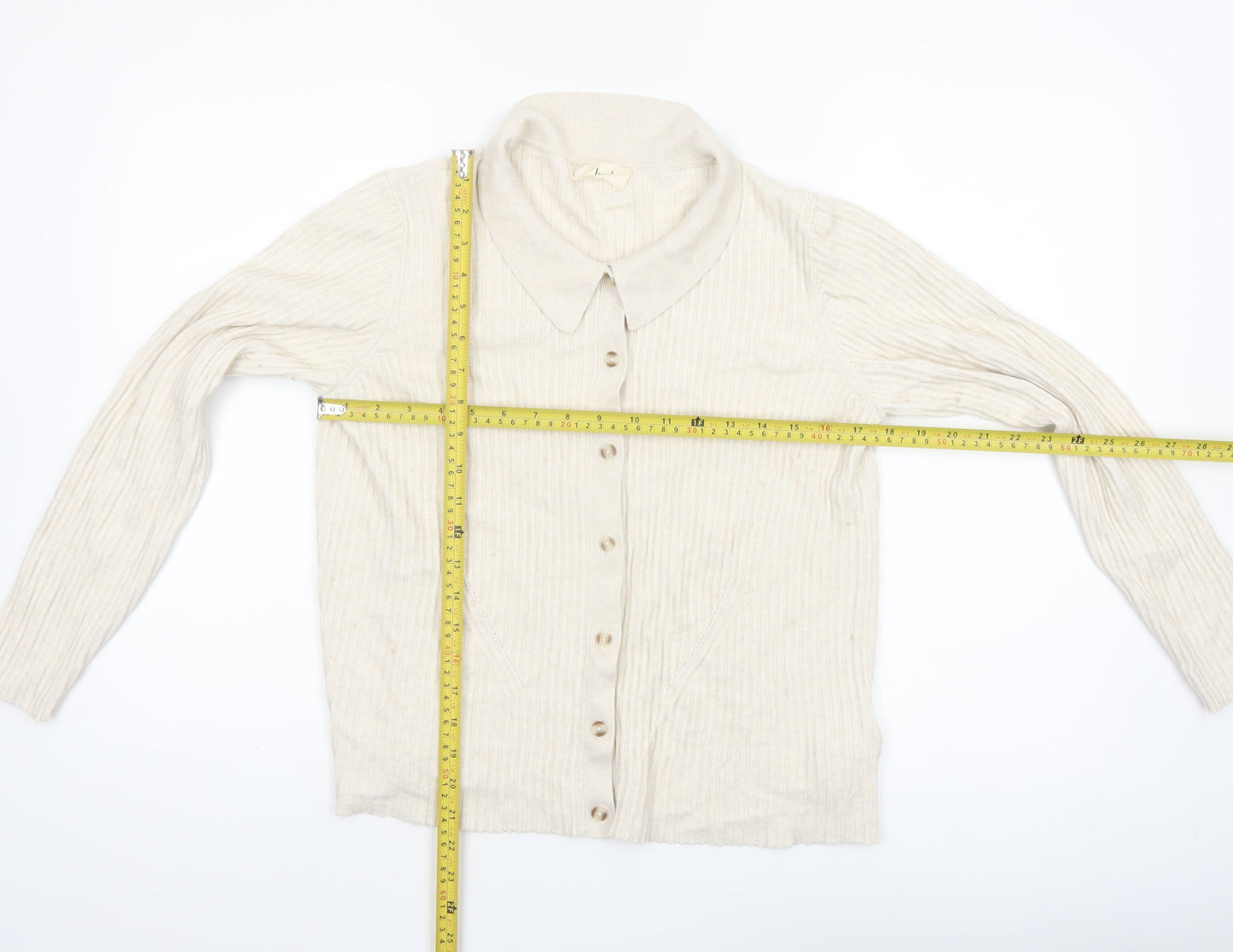Hush Womens Beige Collared Button Knit Cardigan XL