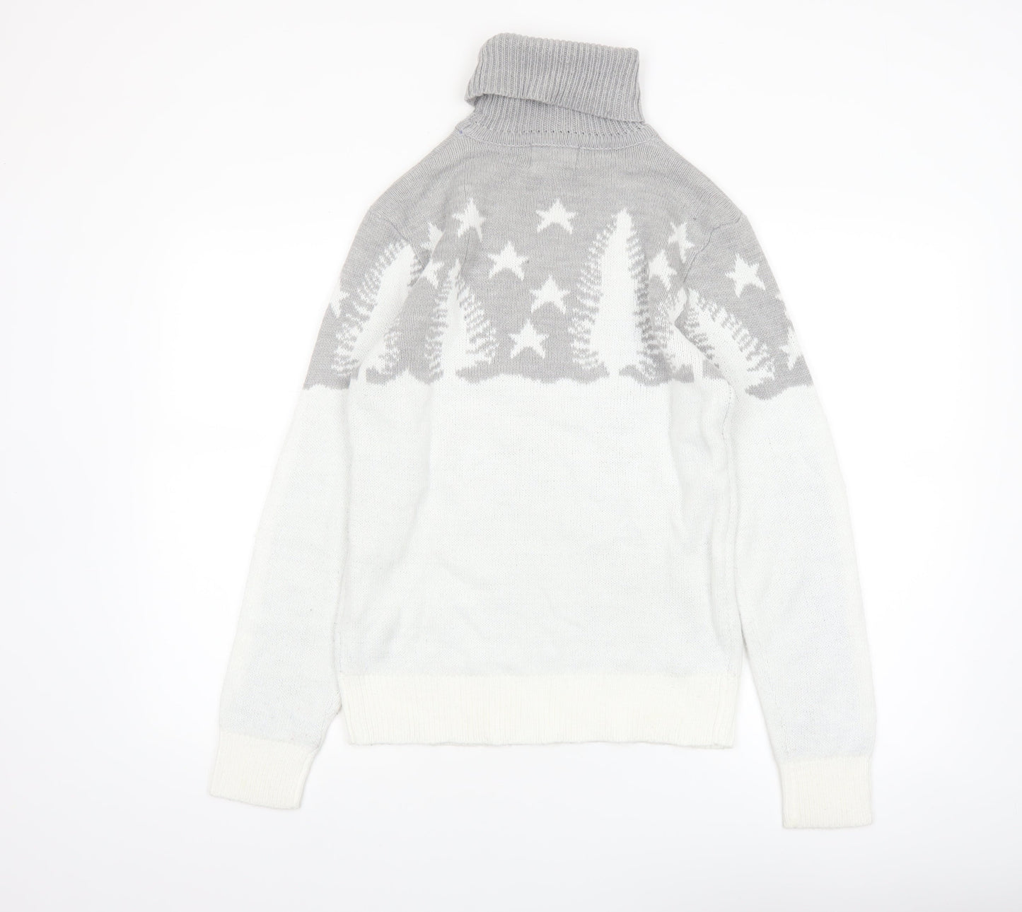 boohooMAN Men’s Grey Roll Neck Christmas Jumper Size S