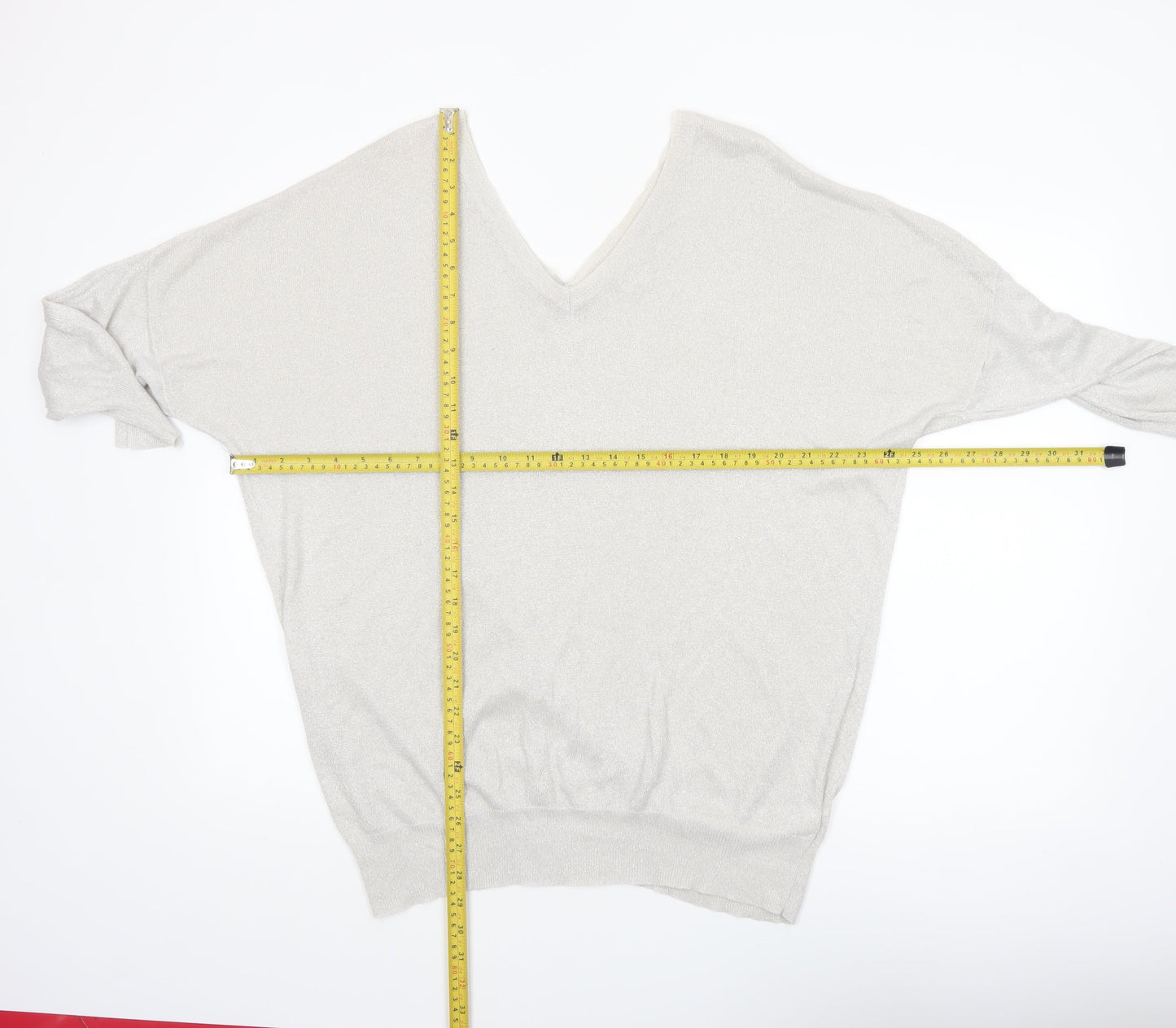 Next Women’s Silver V-Neck Relaxed Fit Jumper Size 20