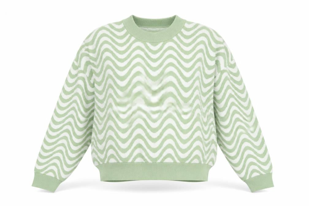 John Lewis Women Green Wave Knit Cotton Jumper Size M