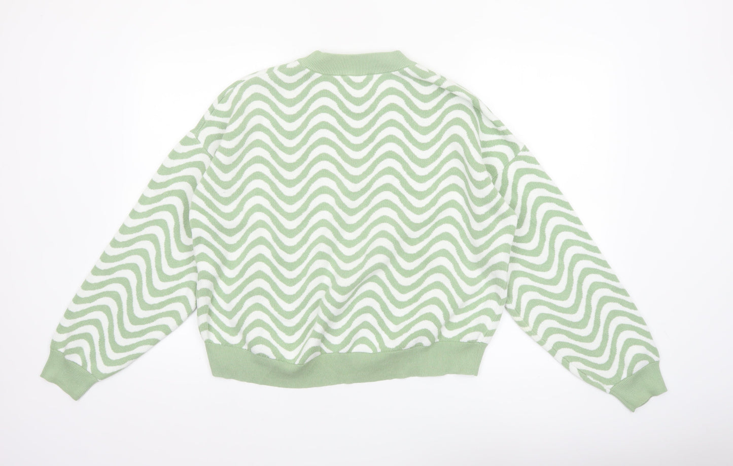 John Lewis Women Green Wave Knit Cotton Jumper Size M